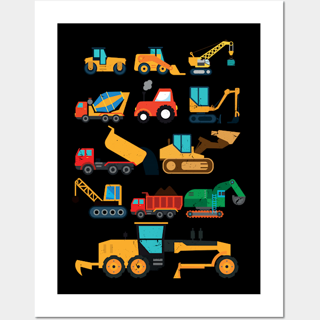 Construction Excavator For Boys Girls Gift Idea Wall Art by swissles